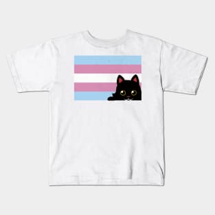 Peeking Cat Trans Flag by Tobe Fonseca Kids T-Shirt